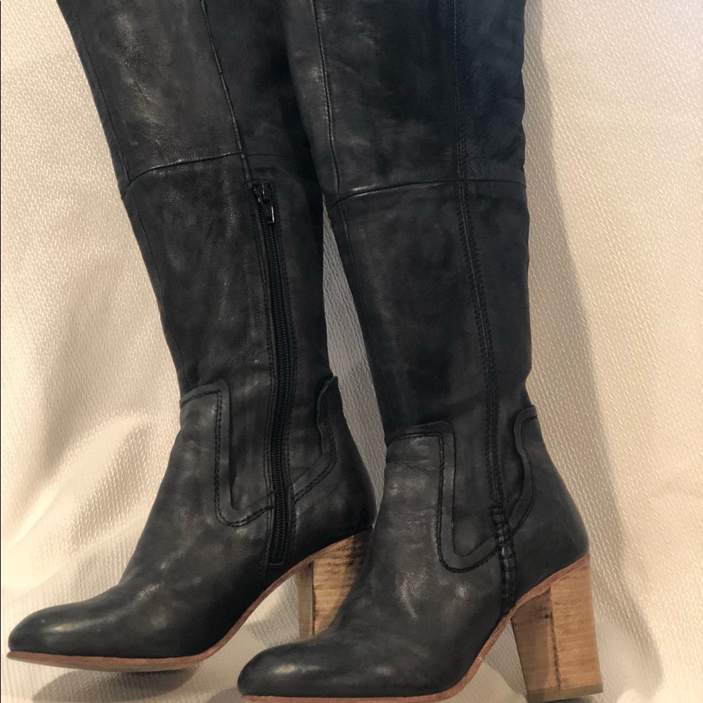 Free People Charcoal Black Leather Boots